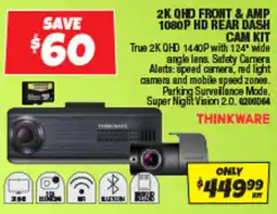 Autobarn Thinkware 2K QHD Front & Amp 1080P HD Rear Dash Cam Kit offer