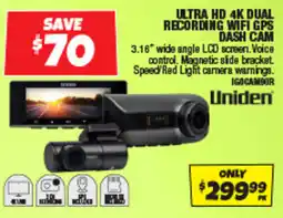 Autobarn Ultra HD 4K Dual Recording WiFi GPS Dash Cam Uniden offer