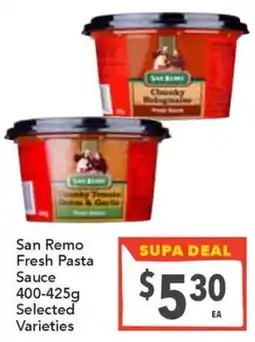 Supa Valu San Remo Fresh Pasta Sauce offer