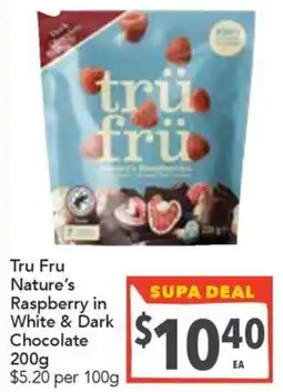 Supa Valu Tru Fru Nature's Raspberry in White & Dark Chocolate offer