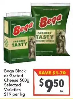 Supa Valu Bega Block or Grated Cheese offer