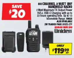 Autobarn Uniden 80 Channel 2 Watt UHF Handheld Radio offer