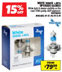 Autobarn Voltage White 5000K Halogen Headlight Bulb offer