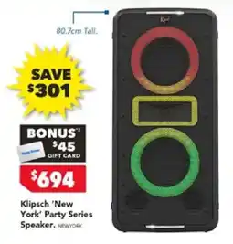 Harvey Norman Klipsch 'New York' Party Series Speaker offer