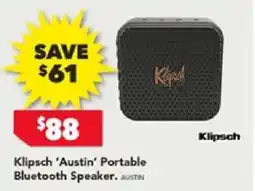 Harvey Norman Klipsch 'Austin' Portable Bluetooth Speaker offer
