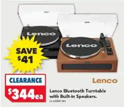 Harvey Norman Lenco Bluetooth Turntable with Built-in Speakers offer