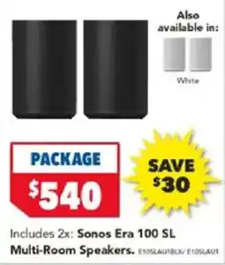 Harvey Norman Sonos Era 100 SL Multi-Room Speakers offer