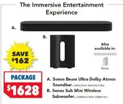 Harvey Norman Sonos Beam Ultra Dolby Atmos Soundbar and Sonos Sub Mini Wireless Subwoofer offer