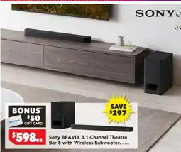 Harvey Norman Sony BRAVIA 3.1-Channel Theatre Bar 5 with Wireless Subwoofer offer