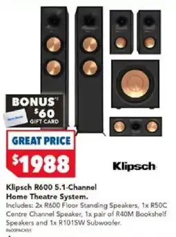 Harvey Norman Klipsch R600 5.1-Channel Home Theatre System offer