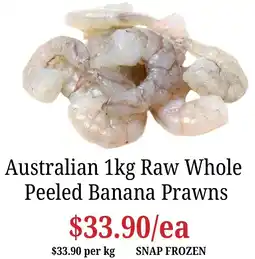 Farmer Jack's Australian Raw Whole Peeled Banana Prawns offer