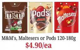 Farmer Jack's M&M's, Maltesers or Pods offer