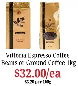 Farmer Jack's Vittoria Espresso Coffee Beans or Ground Coffee offer