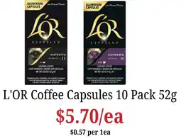 Farmer Jack's L'OR Coffee Capsules offer