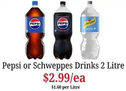 Farmer Jack's Pepsi or Schweppes Drinks offer