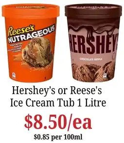 Farmer Jack's Hershey's or Reese's Ice Cream Tub offer