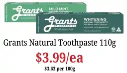 Farmer Jack's Grants Natural Toothpaste offer