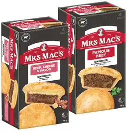 IGA Mrs Mac’s Pies or Giant Sausage Rolls 4 Pack Selected Varieties offer