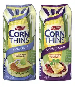 IGA Real Foods Corn Thins or Rice Thins 125‑150g Selected Varieties offer