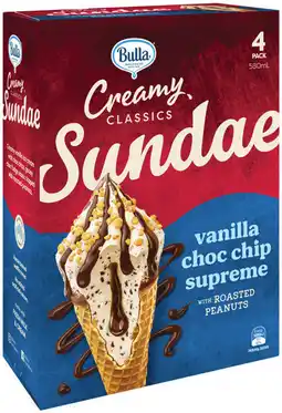 IGA Bulla Creamy Classics Sundae Ice Cream Cone Selected Varieties offer