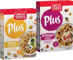 IGA Uncle Tobys Plus Cereal 410‑435g Selected Varieties offer