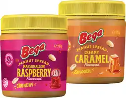 IGA Bega Peanut Spread Creamy Caramel or Marshmallow Raspberry Flavoured 325g offer