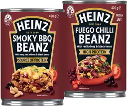 IGA Heinz Baked Beans Smoky BBQ or Fuego Chilli 420g offer