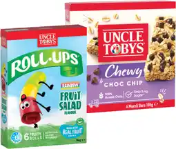 IGA Uncle Tobys Muesli Bars 5-6 Pack or Roll-Ups 6 Pack Selected Varieties offer