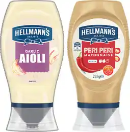IGA Hellmann’s Garlic Aioli, Mayo or Squeezy Sauce 250‑280g Selected Varieties offer