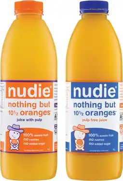IGA Nudie Orange Juice With Pulp or Pulp Free 1 Litre offer
