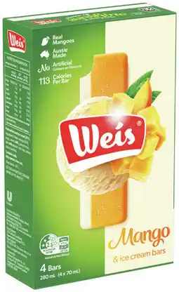 IGA Weis Bar 4 Pack or Sorbet 1 Litre Selected Varieties offer