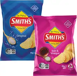IGA Smith’s Crinkle Cut Chips, Twisties or Doritos Chips 45g Selected Varieties offer