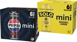 IGA Pepsi or Solo Mini Cans 6x250mL Selected Varieties offer