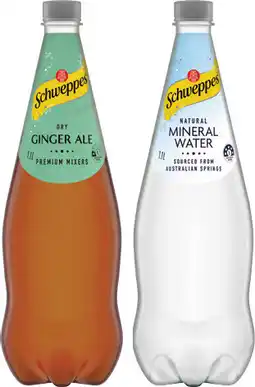 IGA Schweppes Mixers, Natural Mineral Water or Soft Drink 1.1 Litre Selected Varieties offer