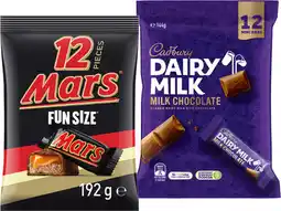 IGA Cadbury Share Pack 126-180g or Mars or Snickers Fun Size Pack 180-192g Selected Varieties offer