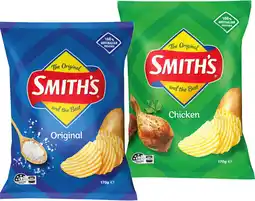 IGA Smith’s Crinkle Cut Chips 150‑170g Selected Varieties offer