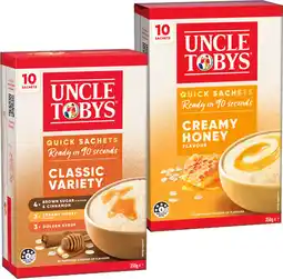 IGA Uncle Tobys Rolled Oats Quick Sachets Selected Varieties offer