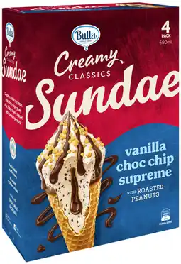 IGA Bulla Creamy Classics Sundae Ice Cream Cone Selected Varieties offer
