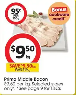 Coles Primo Middle Bacon offer