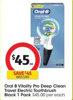 Coles Oral B Vitality Pro Deep Clean Travel Electric Toothbrush Black offer