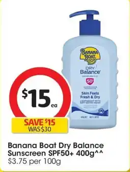 Coles Banana Boat Dry Balance Sunscreen SPF50+ offer