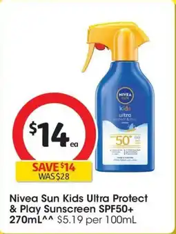 Coles Nivea Sun Kids Ultra Protect & Play Sunscreen SPF50+ offer