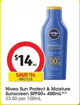 Coles Nivea Sun Protect & Moisture Sunscreen SPF50+ offer