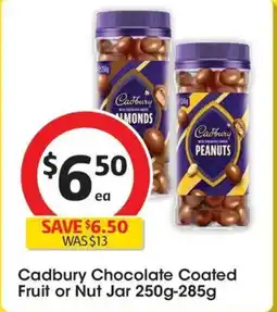 Coles Cadbury Chocolate Coated Fruit or Nut Jar offer