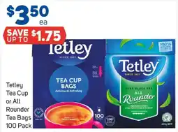 Foodland Tetley Tea Cup or All Rounder Tea Bags offer