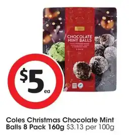 Coles Coles Christmas Chocolate Mint Balls offer
