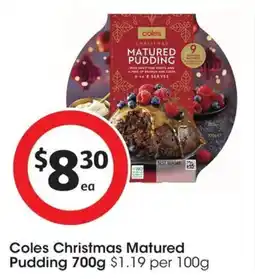 Coles Coles Christmas Matured Pudding offer