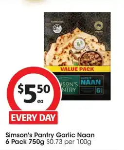 Coles Simson's Pantry Garlic Naan offer