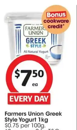 Coles Farmers Union Greek Style Yogurt offer