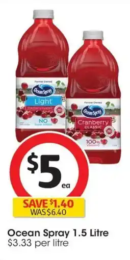 Coles Ocean Spray 1.5 Litre offer